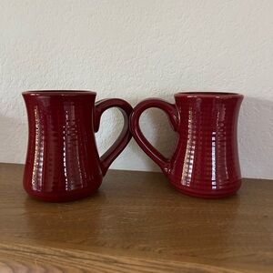 Aspen Collection Dark Red Ceramic Mugs- Home Dining Coffee Cup. Set of 2
